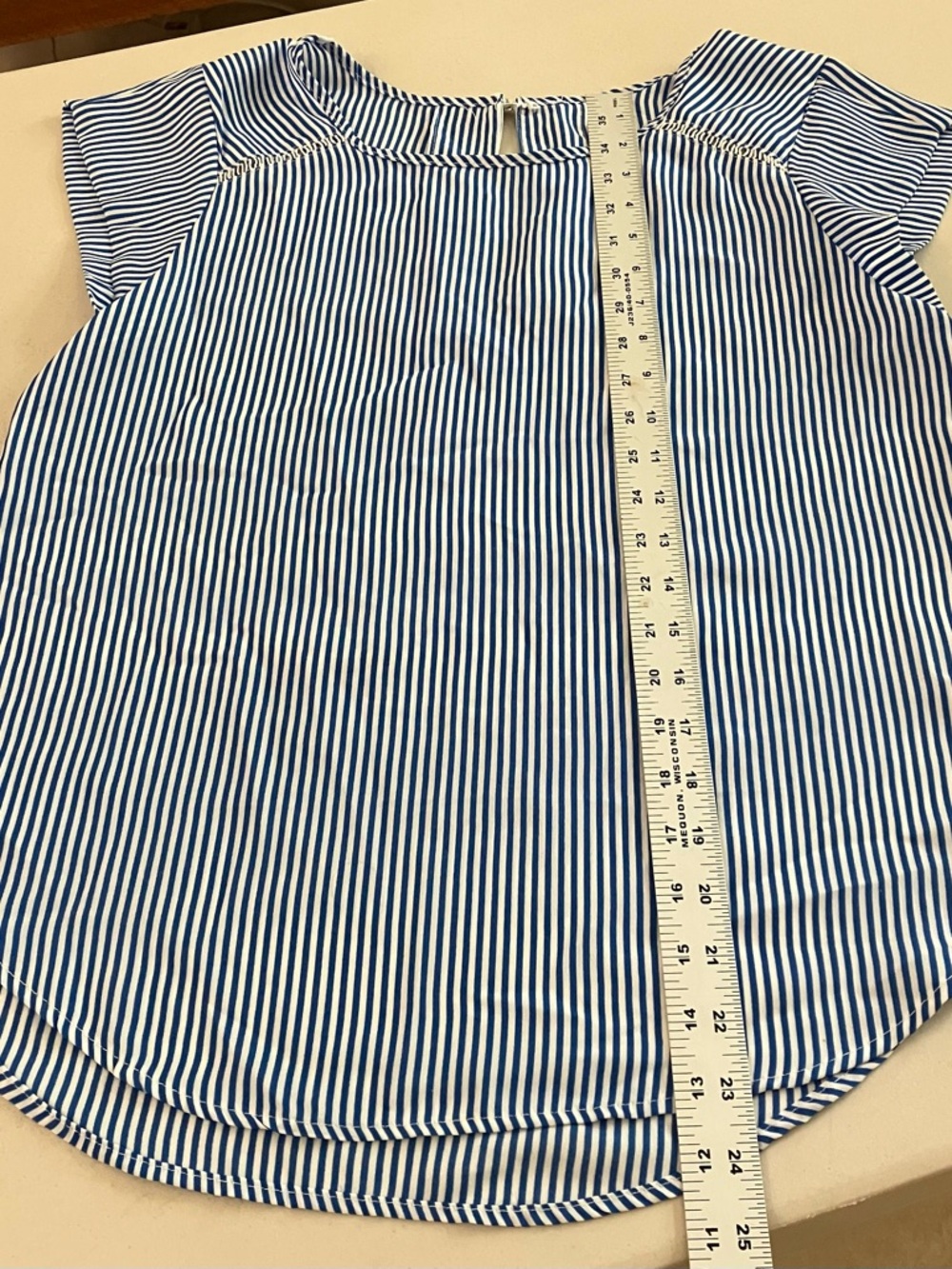 Blue & White Striped Women's Short Sleeve Top